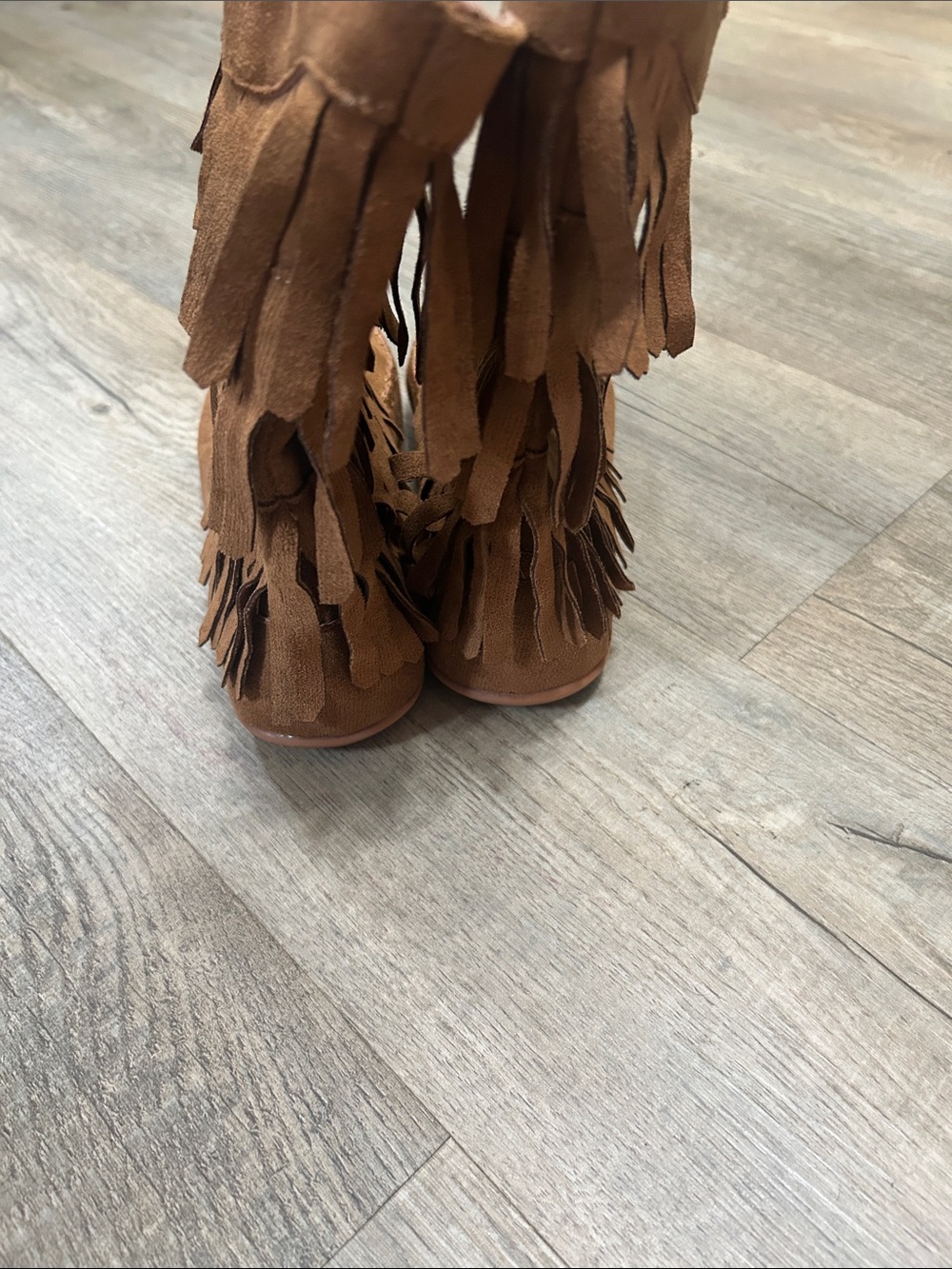 Fringed Faux Suede Moccasin Boots - Brown - Picture 3 of 8